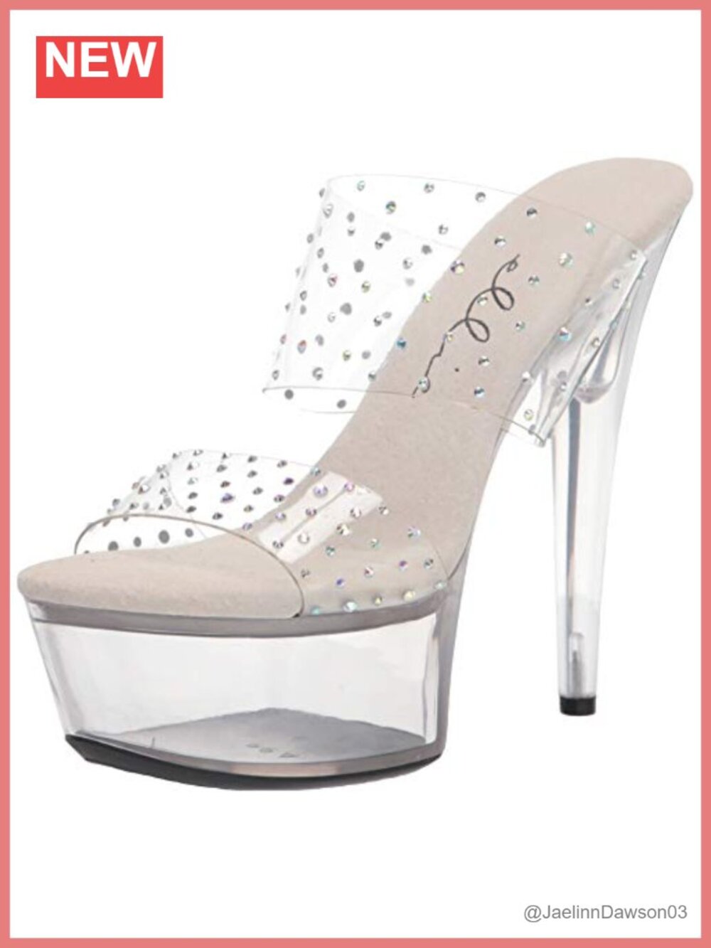 Clear Platform Stiletto Sandal with Rhinestone Ankle Strap Open Toe High Heel